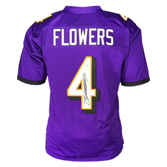 Zay Flowers Signed Baltimore Purple Football Jersey (Beckett)