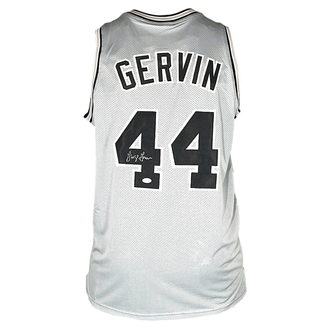 George Gervin Signed San Antonio Grey Basketball Jersey (JSA)