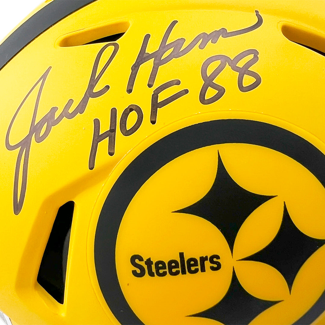 Jack Ham Signed HOF 88 Inscription Pittsburgh Steelers Rave Mini Football Helmet (Beckett)