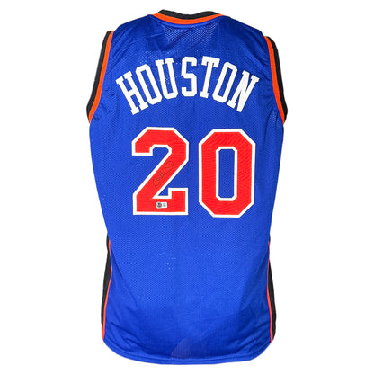 Alan Houston Signed New York Blue Basketball Jersey (Beckett)