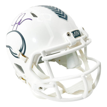 Justin Jefferson Signed Purple Ink Minnesota Vikings Salute to Service 2024 Mini Football Helmet (Beckett)