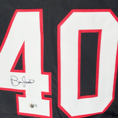 Brian Jordan Signed Atlanta Black Football Jersey (Beckett)