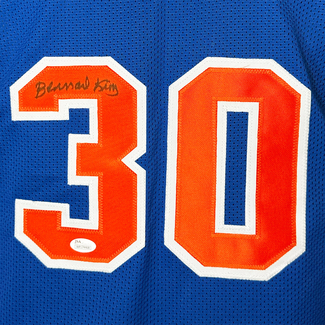 Bernard King Signed New York Blue Basketball Jersey (JSA)