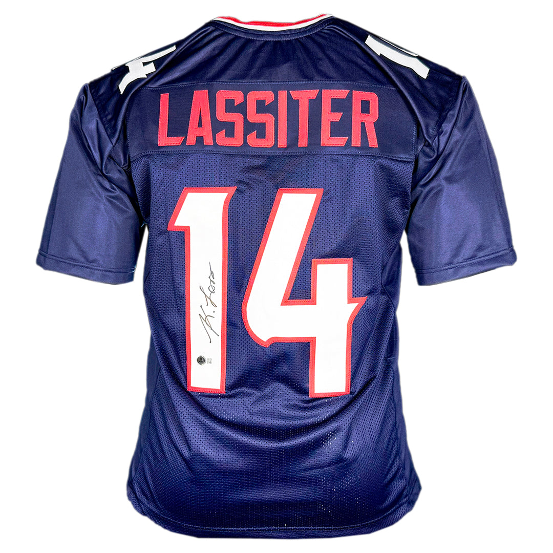 Kamari Lassiter Signed Houston Blue Rookie number Football Jersey (Beckett)