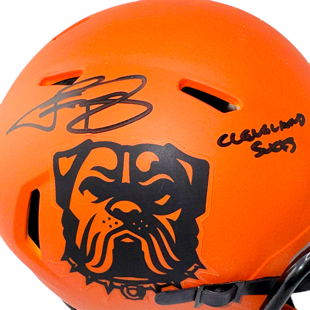 Johnny Manziel Signed Cleveland Sucks Inscription Cleveland Browns Rave Mini Football Helmet (Beckett)