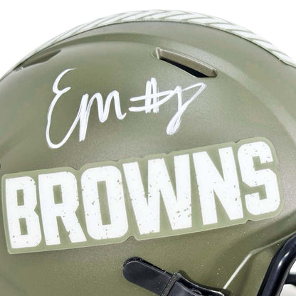 Elijah Moore Signed Cleveland Browns Salute to Service Mini Football Helmet (JSA)