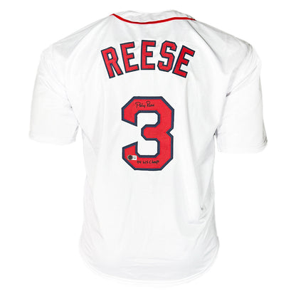 Pokey Reese Signed 04 WS Champs Inscription Boston White Baseball Jersey (Beckett)