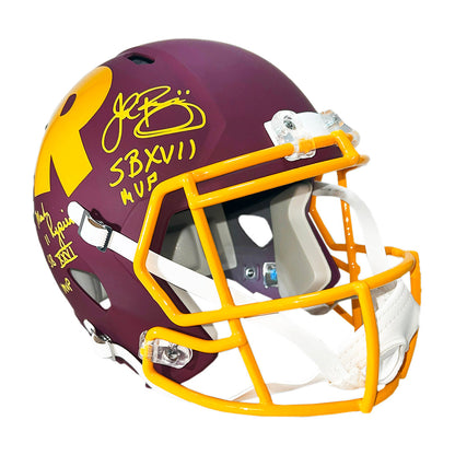 Redskins Triplets Signed SB MVP Inscriptions Washington Redskins AMP Full-Size Replica Football Helmet (Beckett)