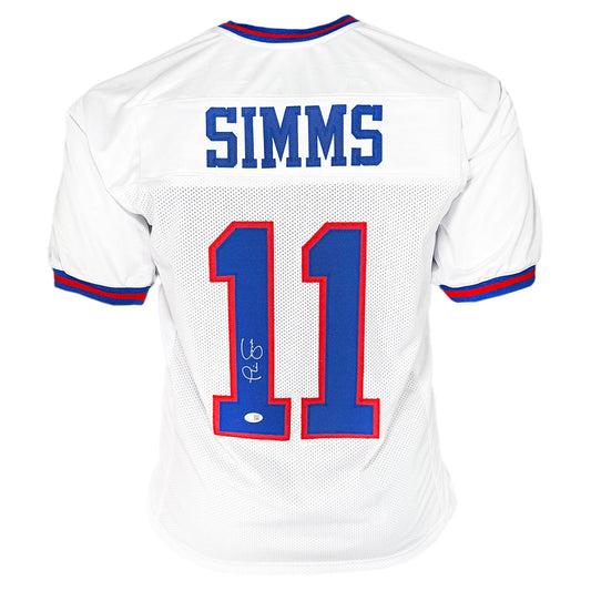 Phil Simms Signed New York White Football Jersey (JSA)