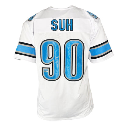 Ndamukong Suh Signed Detroit White Football Jersey (Beckett)