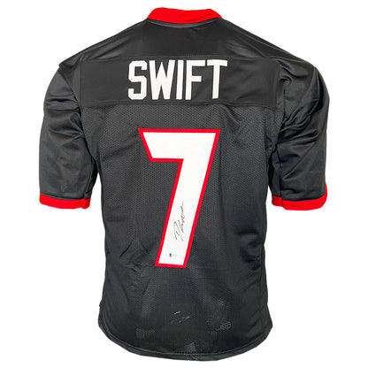 D'Andre Swift Signed Georgia College Black Football Jersey (Beckett)