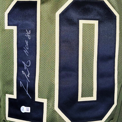 Fran Tarkenton Signed HOF 86 Inscription Minnesota Salute to Service Football Jersey (Beckett)