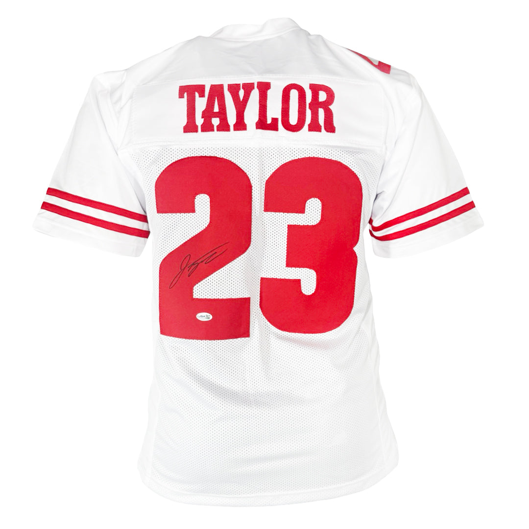 Jonathan Taylor Signed Wisconsin White Football Jersey (JSA)
