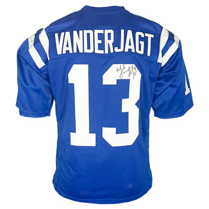 Mike Vanderjagt Signed Indianapolis Blue Football Jersey (JSA)