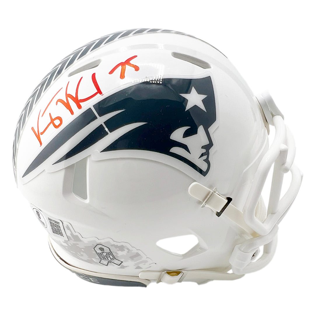 Vince Wilfork Signed New England Patriots Salute to Service 2024 Mini Football Helmet (Beckett)