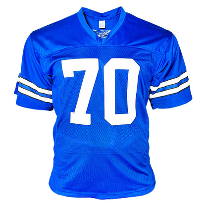 Rayfield Wright Signed HOF 06 inscriptions Dallas Royal Blue Football Jersey (JSA)